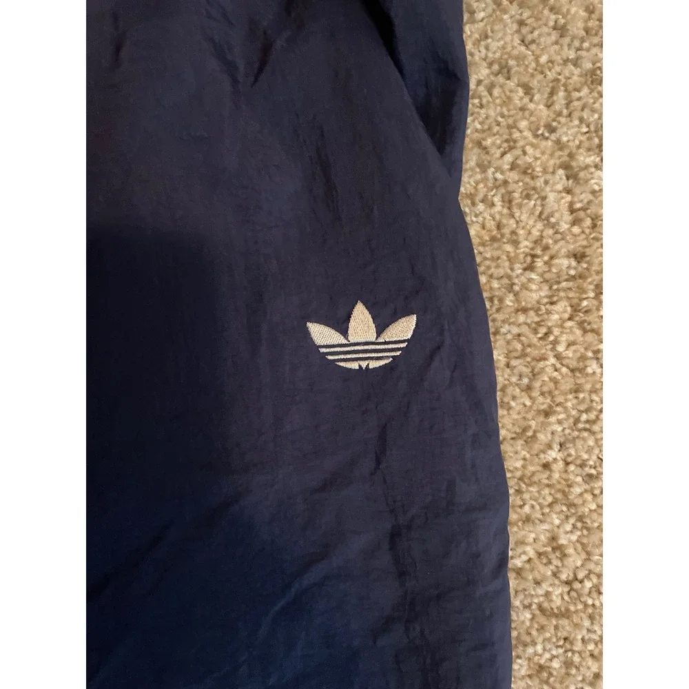 Vintage 90s Adidas Men Track Pants Large Navy Blue Trefoil Nylon Lined Joggers